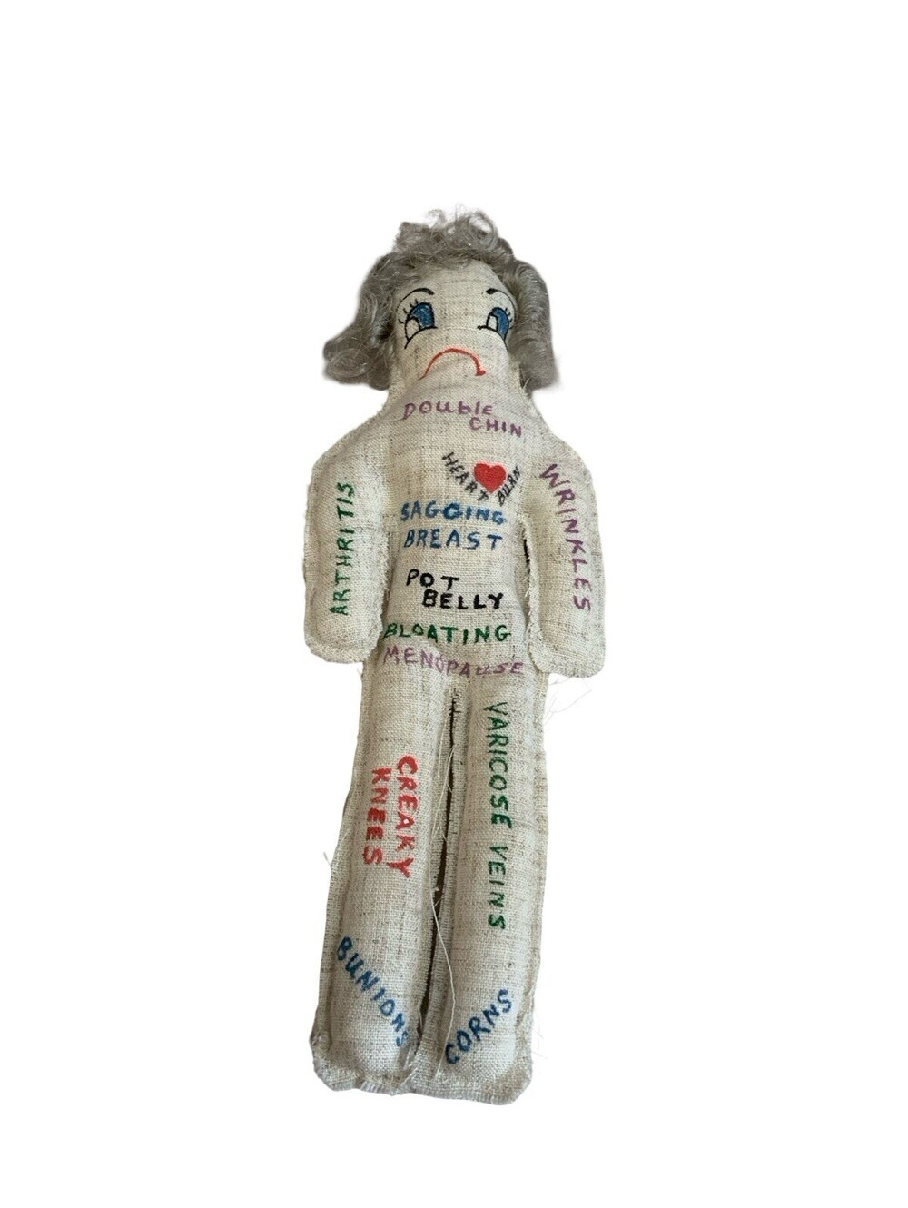 Vintage Over the Hill Symptoms Voo Doo Doll Pain Indicator - Handmade